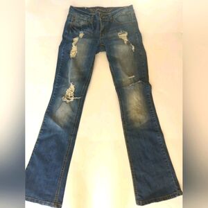 Papaya Distressed Low Rise Women Five Pocket Jeans Size 7